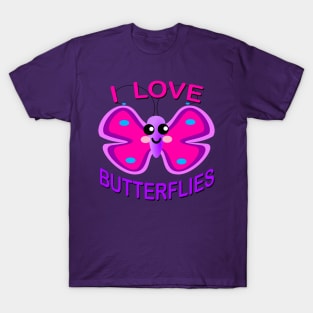 I love butterflies Cute Kawaii butterfly T-Shirt